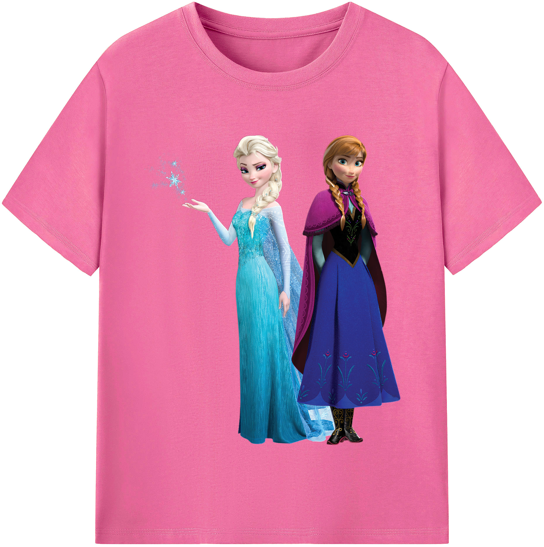 （画像用） アナと雪の女王 アンナ エルサ Frozen Anna Elsa レディースカジュアルプリントTシャツ（綿100％）